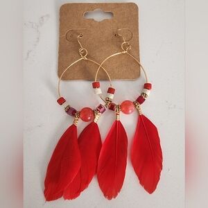 Hoop Feather Earings - NEW